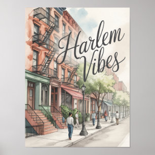Harlem Vibes Akvarell Illustration Poster