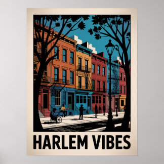 Harlem Vibes Färgrik Brownstone Konst Poster