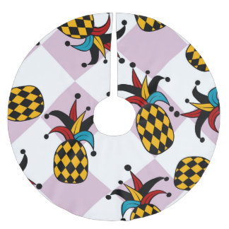 Harlequin Ananas: Vintagen Stylized Doodle Julgransmatta Borstad Polyester