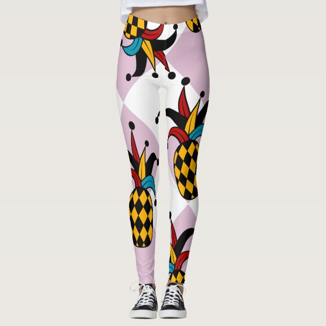 Harlequin Ananas: Vintagen Stylized Doodle Leggings (Framsida)