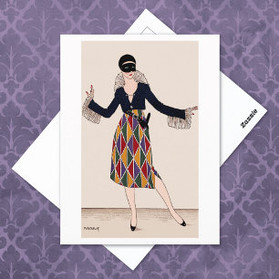 Harlequin Art Deco Mode Fabius Lorenzi Vykort