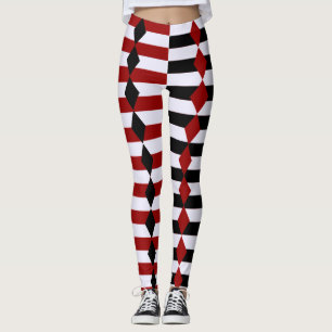 Harlequin Black White och Red Halloween Leggings