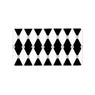 Harlequin Black White Rhombus Diamond Shape Adressetikett