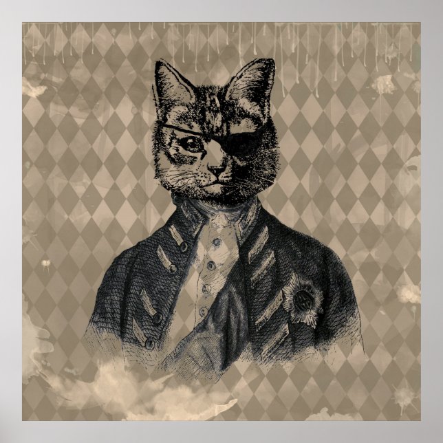 Harlequin Cat Grunge Poster (Framsidan)
