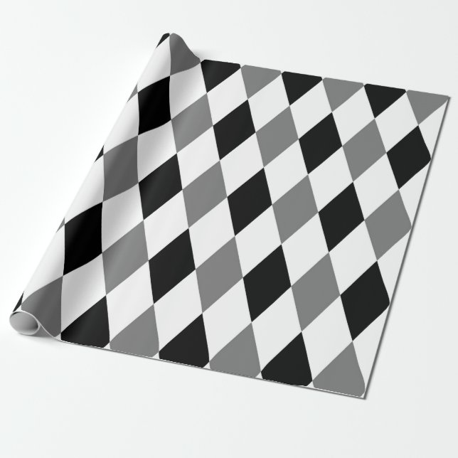 Harlequin Chic Diamond Geometric Black White Presentpapper (Utrullad)