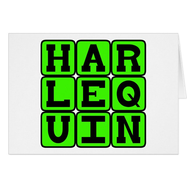 Harlequin, Clown Figur Hälsningskort (Framsidan Horizontal)