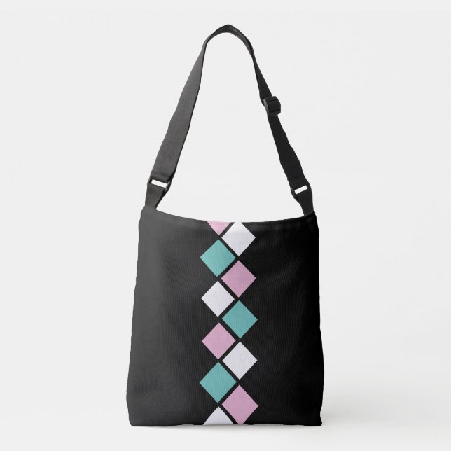 Harlequin Crossbody Bag (Black, Aqua & Rosa) Axelväska (Framsida)