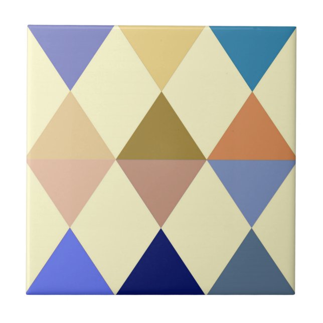 Harlequin / diamant mönster - Cream och Blue Kakelplatta (Framsidan)