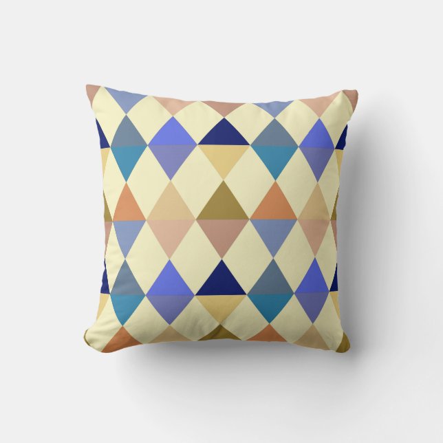 Harlequin / diamant mönster - Cream och Blue Kudde (Framsida)