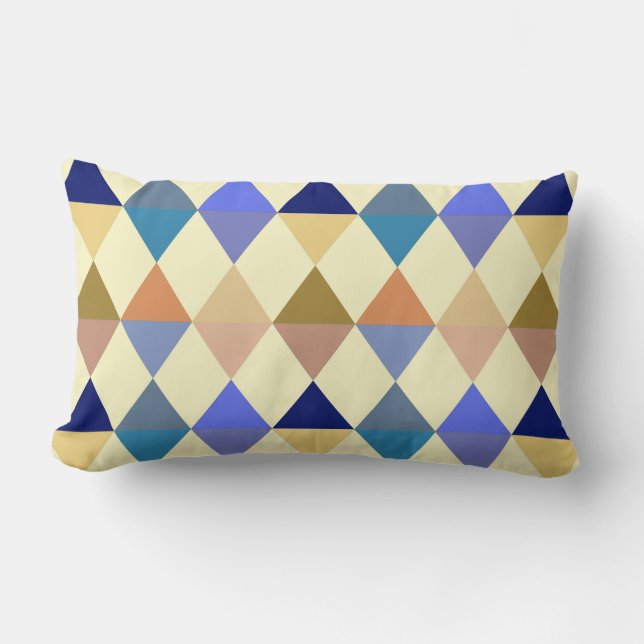 Harlequin / diamant mönster - Cream och Blue Lumbarkudde (Framsida)