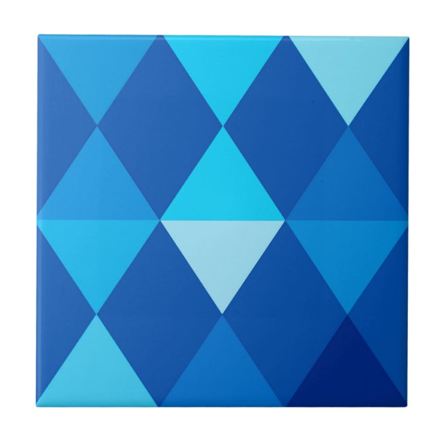 Harlequin / diamant mönster - Denim Blues Kakelplatta (Framsidan)