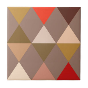 Harlequin / diamant mönster - Taupe och Red Kakelplatta