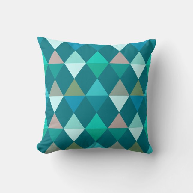 Harlequin / diamant mönster - Teal and Aqua Kudde (Framsida)