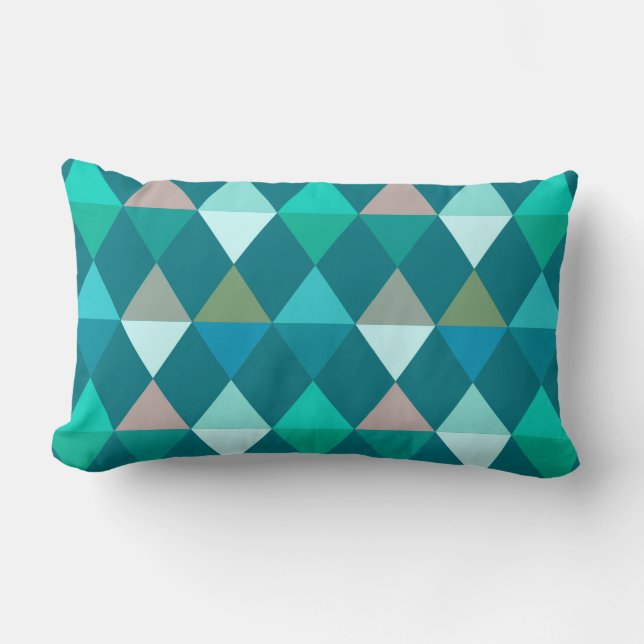 Harlequin / diamant mönster - Teal and Aqua Lumbarkudde (Framsida)