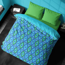 Harlequin Diamond Blommigt Tropical Blue Duvet Cov