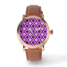 Harlequin Diamond Checkered Purple Pattern Armbandsur