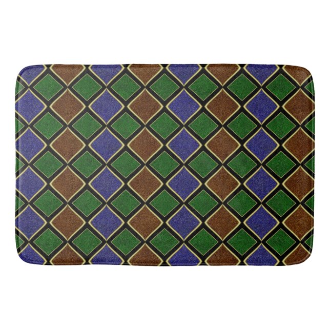 Harlequin Diamond Grid: Texturerad Harmoni Badrumsmatta (Framsidan)