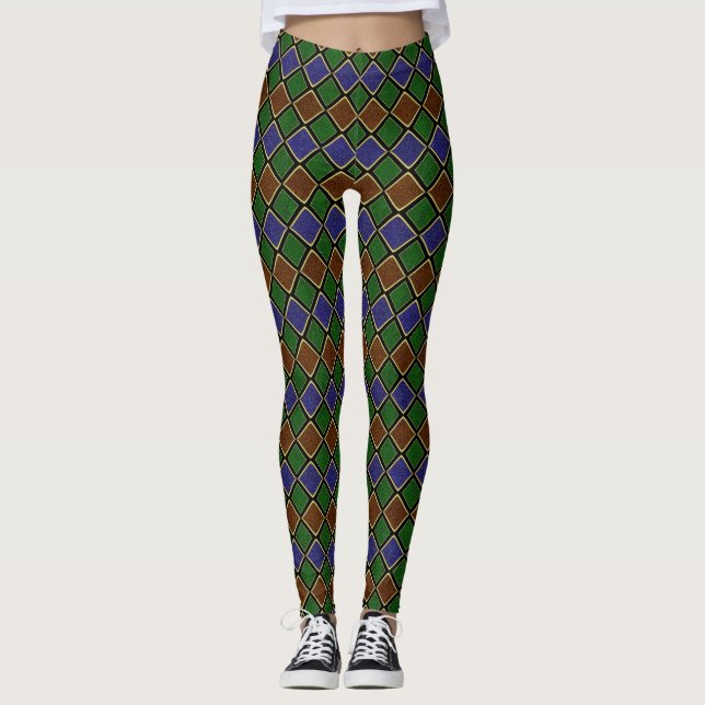 Harlequin Diamond Grid: Texturerad Harmoni Leggings (Framsida)