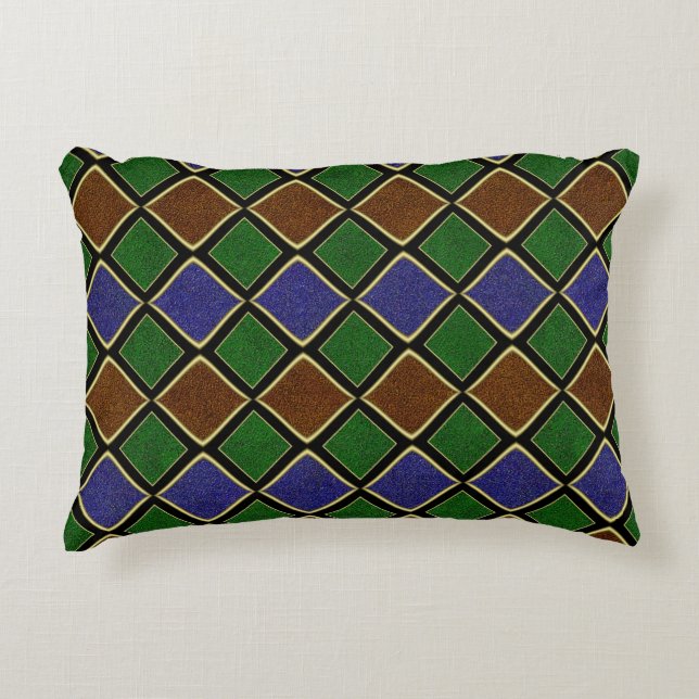Harlequin Diamond Grid: Texturerad Harmoni Prydnadskudde (Framsidan)