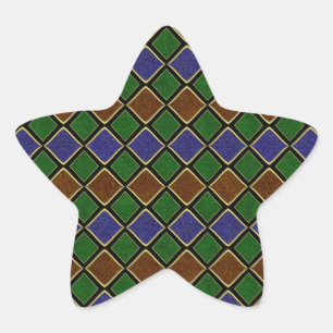 Harlequin Diamond Grid: Texturerad Harmoni Stjärnformat Klistermärke