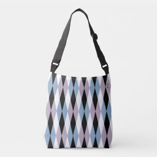 Harlequin Diamond Mönster - Blue and Dusty Lilac Axelväska