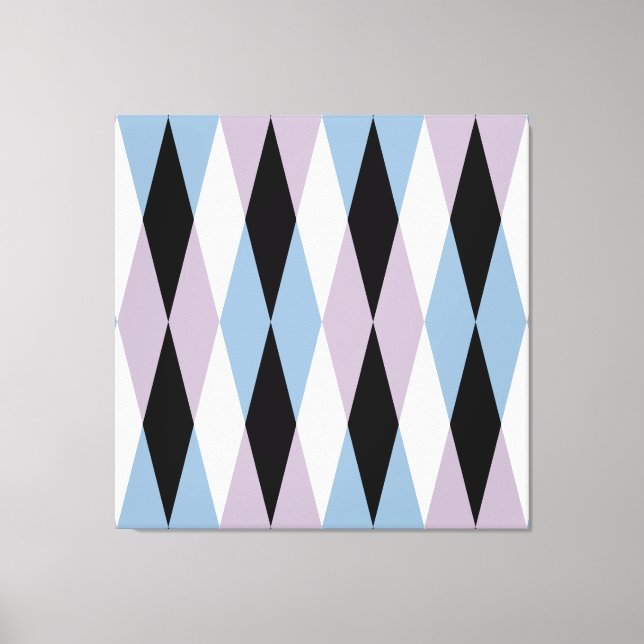 Harlequin Diamond Mönster - Blue and Dusty Lilac Canvastryck (Framsida)