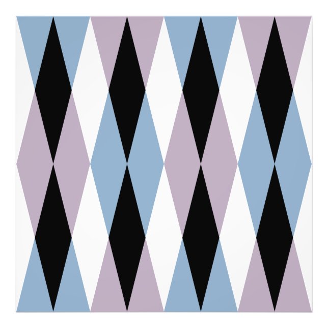 Harlequin Diamond Mönster - Blue and Dusty Lilac Fototryck (Framsidan)