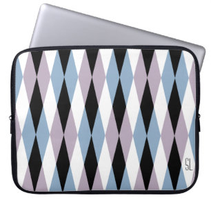 Harlequin Diamond Mönster - Blue and Dusty Lilac Laptop Fodral