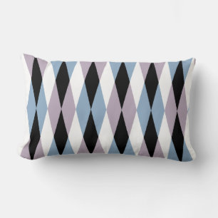Harlequin Diamond Mönster - Blue and Dusty Lilac Lumbarkudde