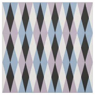 Harlequin Diamond Mönster - Blue and Dusty Lilac Tyg