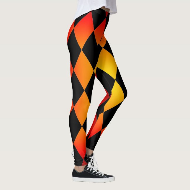 Harlequin ~Diamond Mönster ~ Fire Design ~Leggings Leggings (Höger)