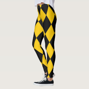 Harlequin ~ Diamond Mönster ~ Guld & Black ~ Leggings