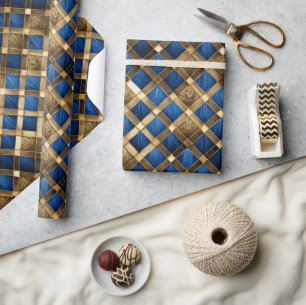 Harlequin Diamonds Blue and Guld ID1031 Presentpapper