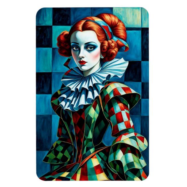 "Harlequin Elegance - Art Magnet" Magnet (Vertikal)