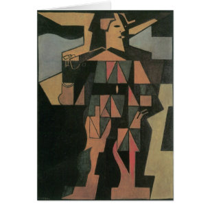 Harlequin från Juan Gris, Vintage Cubism Art Hälsningskort