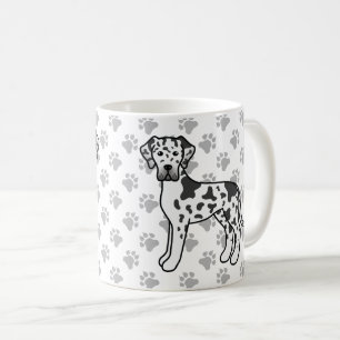 Harlequin Grand Danois Söt Tecknad Hund Kaffemugg