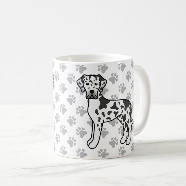 Harlequin Grand Danois Söt Tecknad Hund Kaffemugg (Framsida höger)