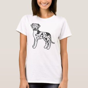 Harlequin Grand Danois Söt Tecknad Hund T Shirt
