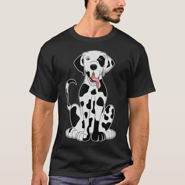 Harlequin Great dane Shirt För manar Women Hund äl T Shirt (Framsida)