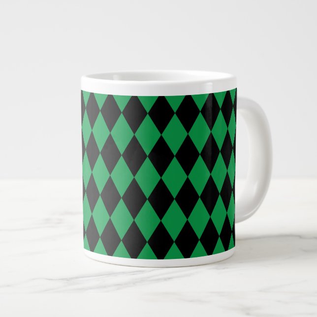 Harlequin Grönt och Black Jumbo Mugg (Framsida höger)
