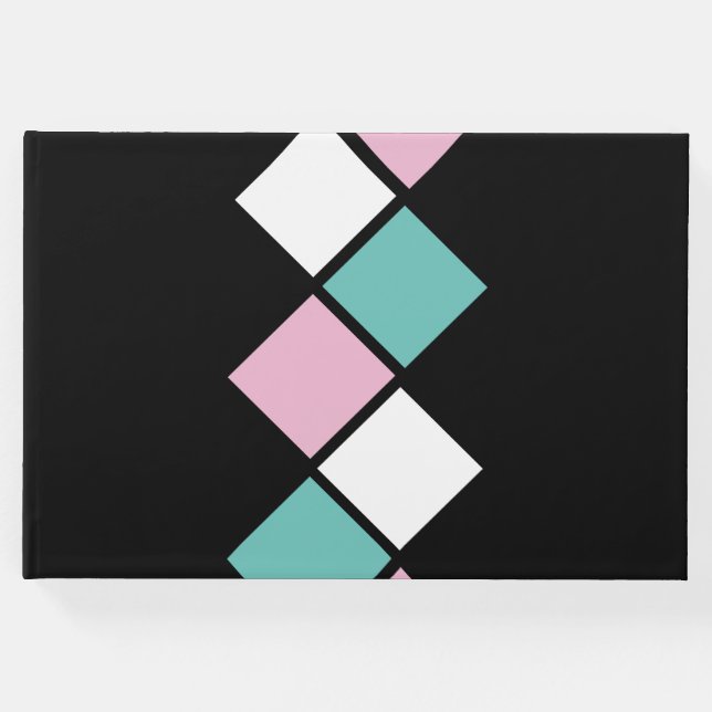 Harlequin Guest Bok (Black, Aqua & Rosa) (Framsida)
