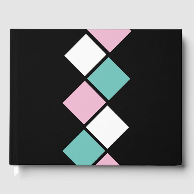 Harlequin Guest Bok (Black, Aqua & Rosa) (Framsida)