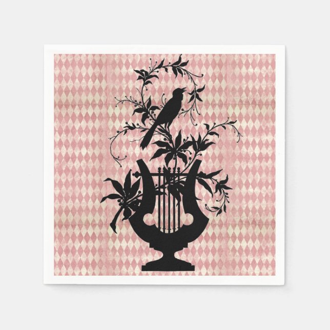 Harlequin Harp Bird Silhouette Cocktail Napkins Pappersservett (Framsidan)