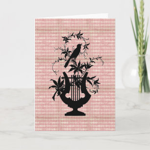 Harlequin Harp Bird Silhouette-hälsningskort Kort