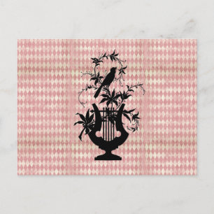 Harlequin Harp Bird Silhouette-vykort Vykort