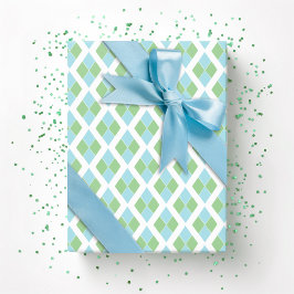 Harlequin Lattice in Green and Aqua Presentpapper