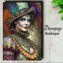 Harlequin MasqueraClown Decoupage