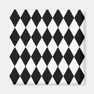 Harlequin mönster, svartvit elegant magnet