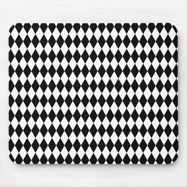 Harlequin mönster, svartvit elegant musmatta (Framsidan)