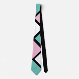 Harlequin Neck Tie (Black, Aqua & Rosa) Slips
